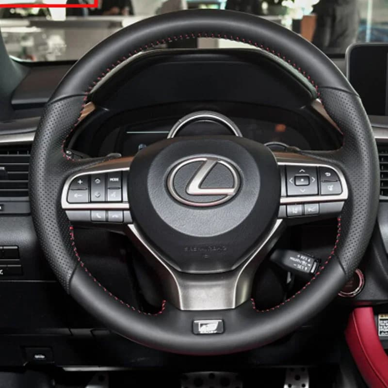 Per Lexus ES250 ES300h GS200 GS300h GS450h RX200t LX570 coprivolante per auto antiscivolo in vera pelle nera cucita a mano