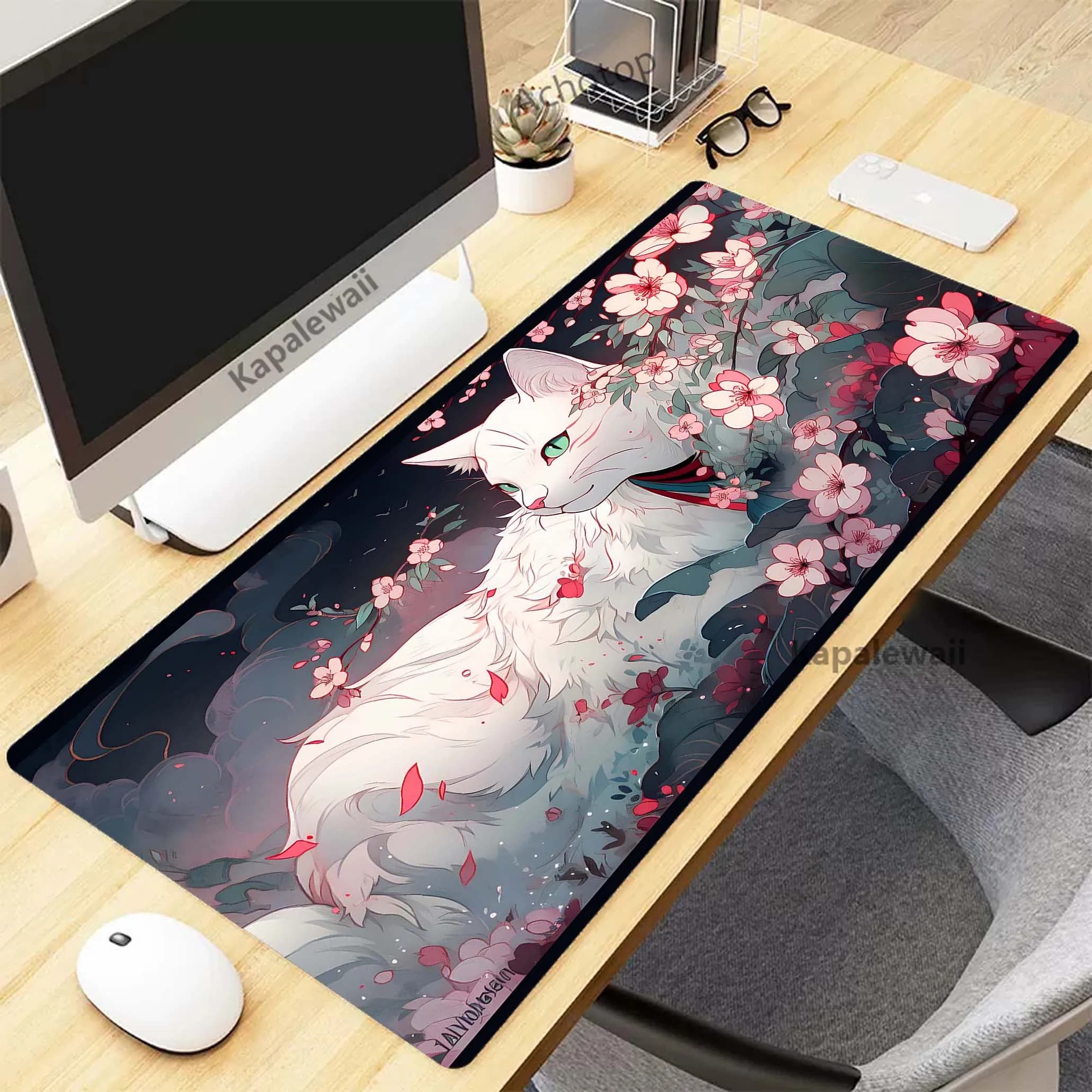 Kawaii Cute Cat tappetino per Mouse da gioco moderno ed elegante tappetino per Mouse grande tappetino per Mouse per Laptop tappeto da gioco tappetini per tastiera tappetino da scrivania per giocatori XXL