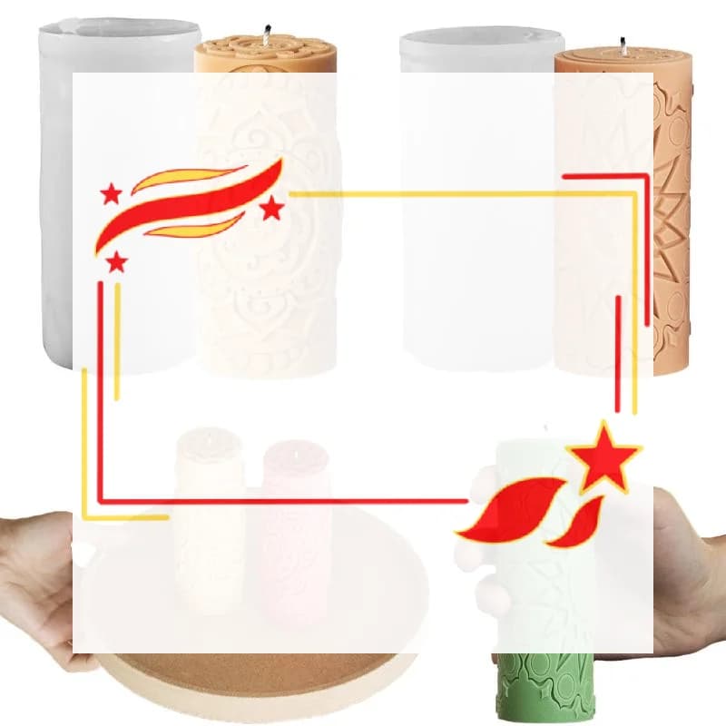 3D Relief Sun Moon Star Pillar Candle Mold Silicone Astrology Witchcraft Candle Making Mould For DIY Soy Wax Candles Home Decor