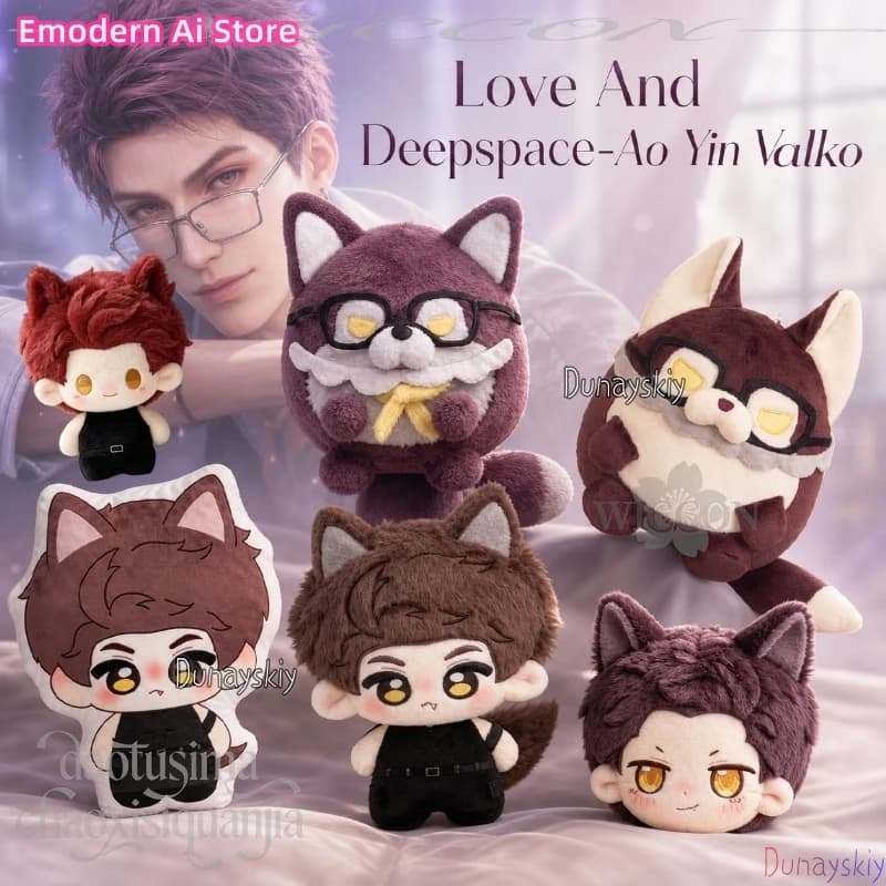 Anime Game Love And Deepspace Ao Yin Valko Kawaii Wolf Nunu Stuffed Cosplay Figure Throw Pillow Halloween Birthday Gifts New Hot