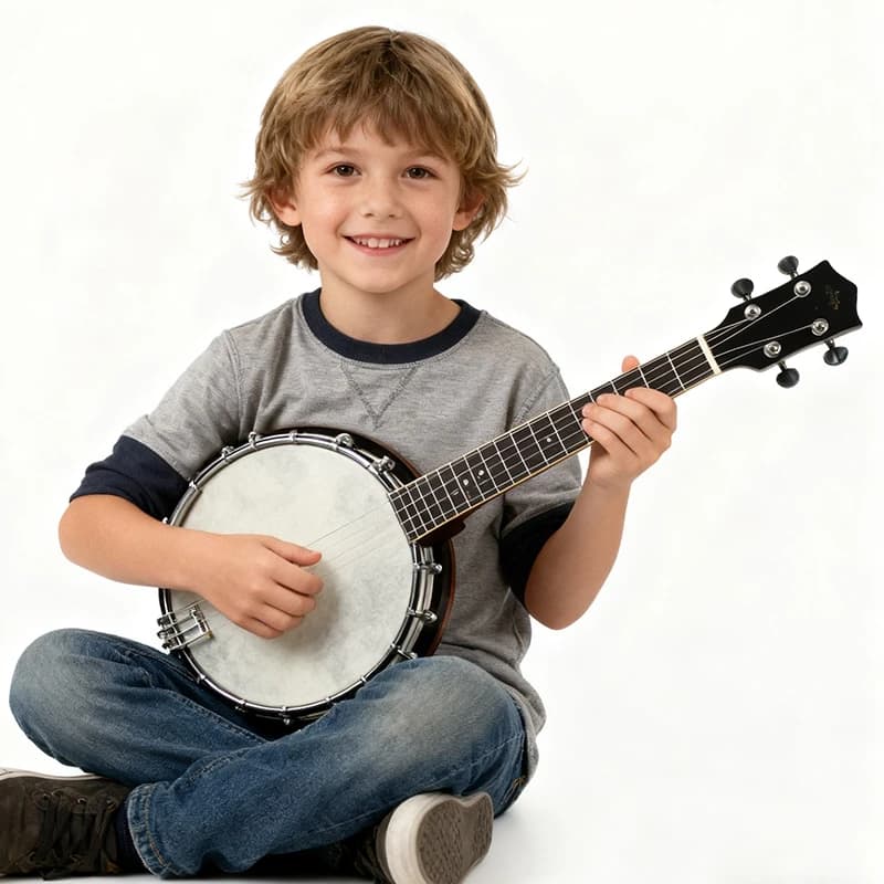 Banjo a 4 corde 23 pollici Mini Ukulele Banjo Tastiera in acero Banjos Strumento a corda per bambini adulti con borsa per il trasporto