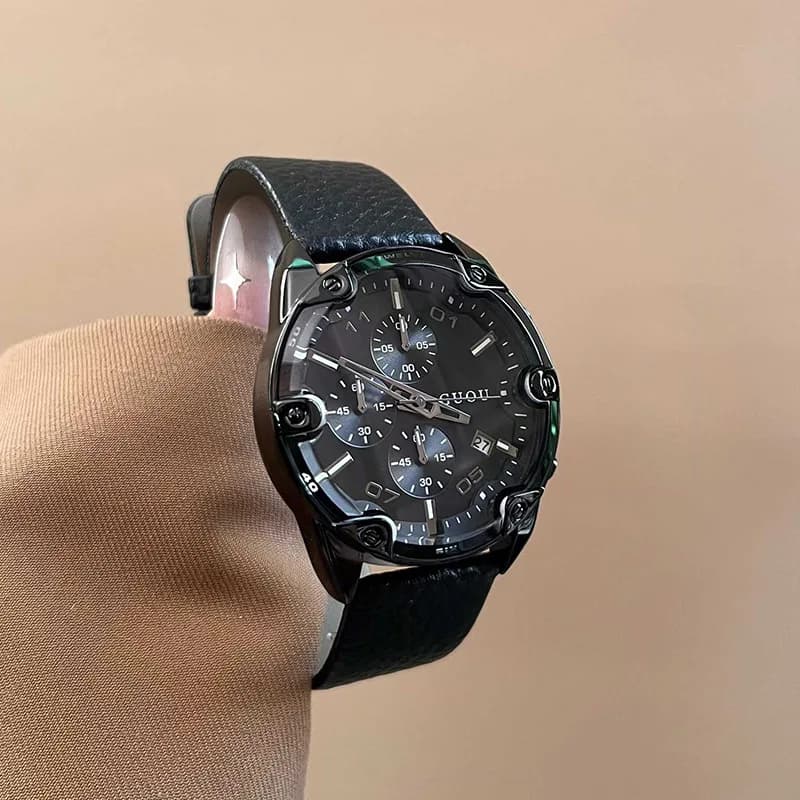 New multi-functional sports leather strap watch for women universal wristwatchstylish quartz timepiece, trendy for men and women