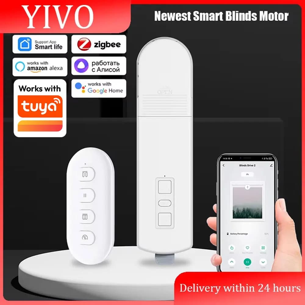 Motore Elettrico Smart Zigbee per Tende a Rullo con Sistema di Controllo a Catena e Pannello Solare, Compatibile con Alexa, Google Home e Tuya