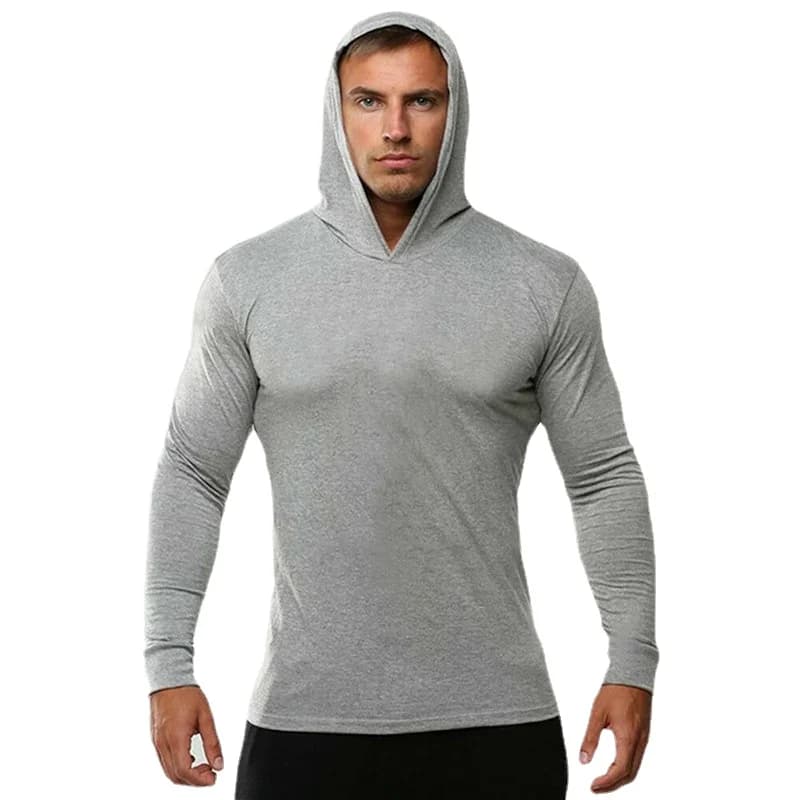 Magliette con cappuccio a maniche lunghe da uomo di nuova moda felpe con cappuccio Fitness in cotone maglietta Bodybuilding felpe Slim Fit magliette da palestra