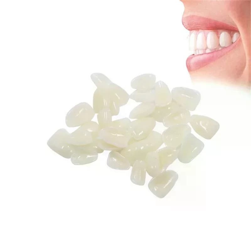 Dental veneer Temporary teeth whitening Dental membrane Tooths with ultra thin whitening veneer Resin teeth on front cover A