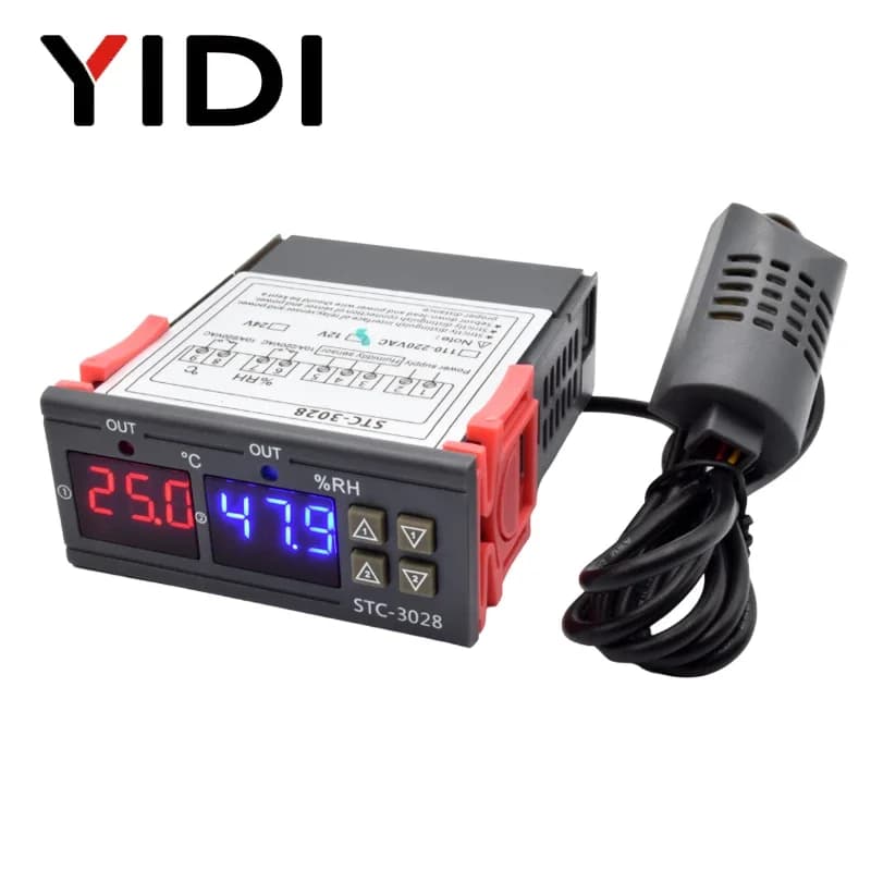 STC-3028 LED Digital Thermostat Temperature Humidity Regulator Thermometer Sensor Igrometer Adjustable Cooling Heater 10A