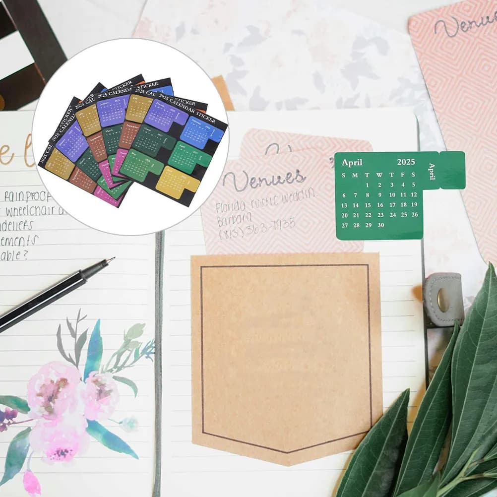 10 Fogli di Adesivi per Planner Mensile 2025, Etichette Calendario Vivaci per Diari e Quaderni con Design Portatile e Forte Adesione