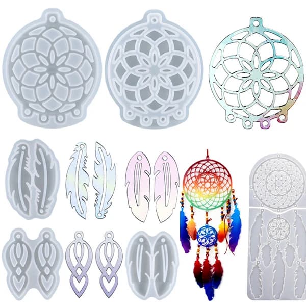 Dreamcatcher Feather Wind Chime Pendant Silicone Mold DIY Epoxy Resin Casting Mould Handmade Hanging Ornament Craft Making Home