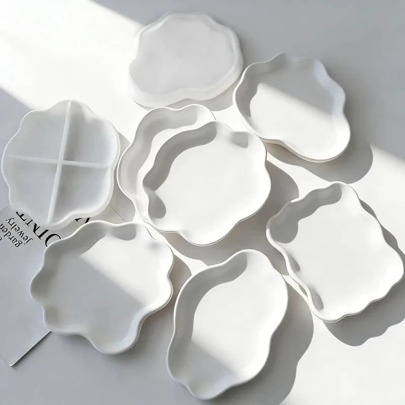2026 DIY Geometric Wave Plaster Coaster Silicone Mold Handmade Epoxy Resin Gypsum Form Irregular Storage Tray Mould