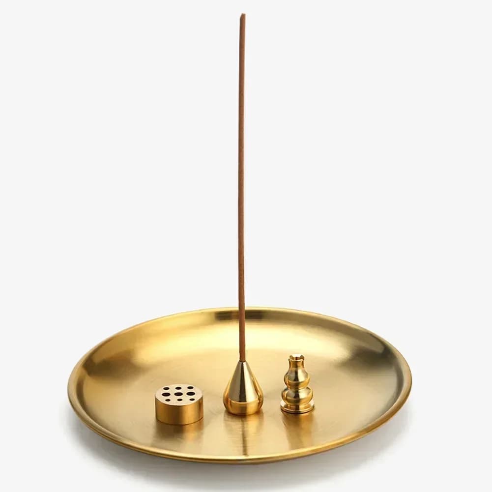 Bruciatore di incenso rotondo 3 in 1 Porta incenso a 9 fori Bastone di incenso Piatto Vassoio Palo Santo Supporto salvia per la mediazione Yoga