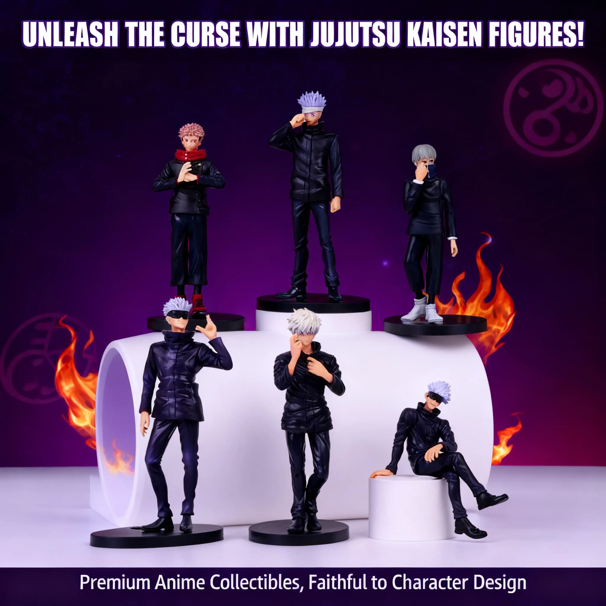 Action Figure Jujutsu Kaisen: Statua da Collezione di Yuji Itadori, Satoru Gojo, Sukuna, Suguru Geto, Inumaki Toge