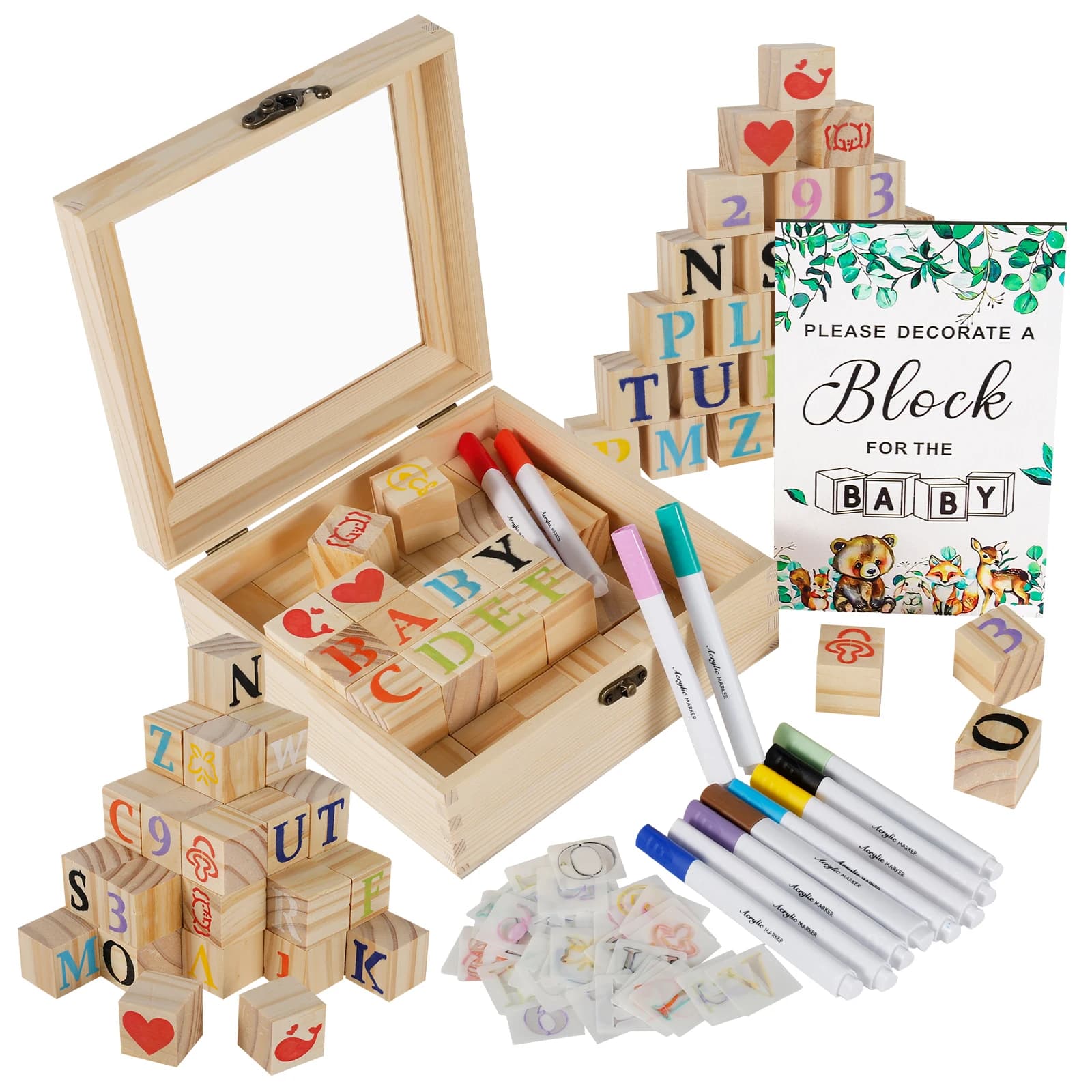 Set di Giochi con Blocchi per Baby Shower, Puzzle in Legno Fai-da-Te, Divertente Kit per Baby Shower e Feste di Rivelazione del Sesso del Bambino