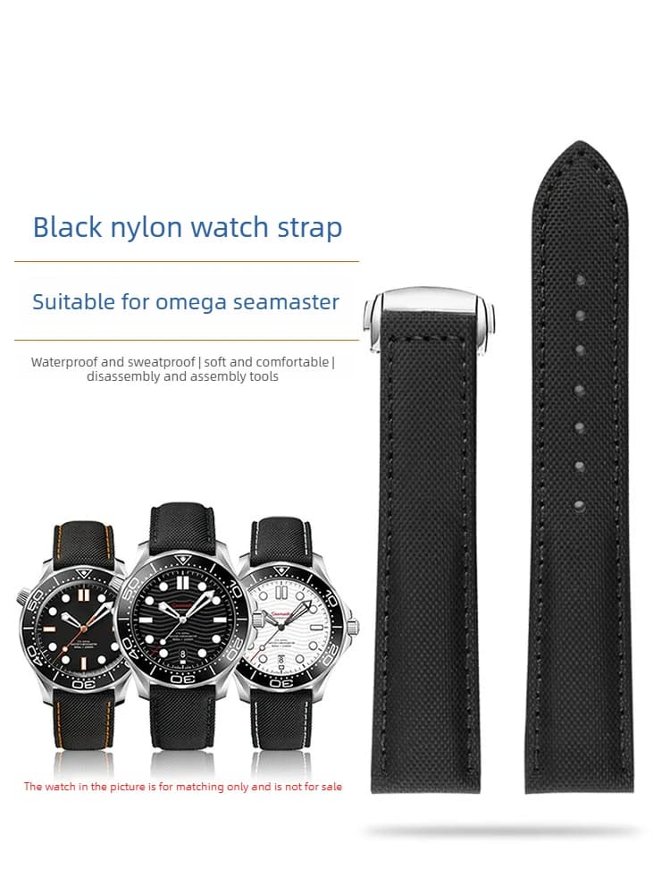 Black Nylon Watch Strap for Men and Women for Omega Seamaster Series 300m Speedmaster Snoopy Diefei Accessories