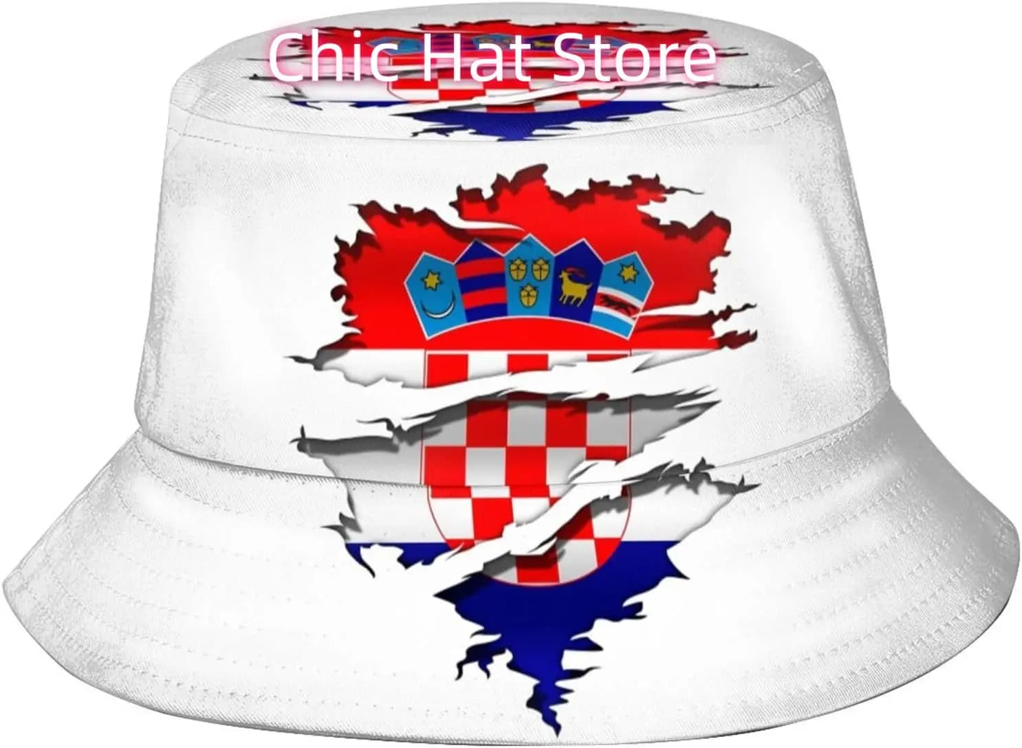 Bandiera della Croazia Bandiera croata Cappello da pescatore Cappello da spiaggia Cappello da pescatore ripiegabile Cappello da viaggio per donna Uomo