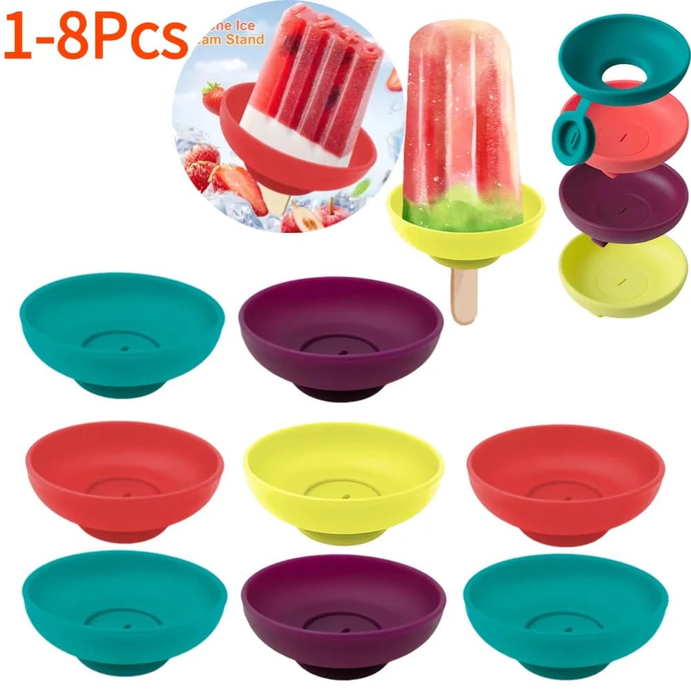 1-4 pezzi supporto per ghiaccioli colorato senza gocciolamento supporto per ghiaccioli in Silicone per congelamento riutilizzabile vassoio per gelato antigoccia per bambini senza disordine