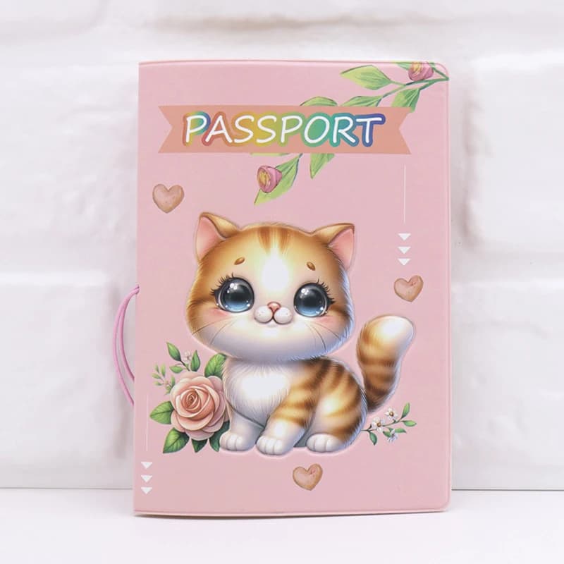 Nuova custodia per passaporto con stampa simpatico gatto Accessori da viaggio da donna Portafoglio per passaporto ultrasottile Custodia per passaporto con stampa in rilievo