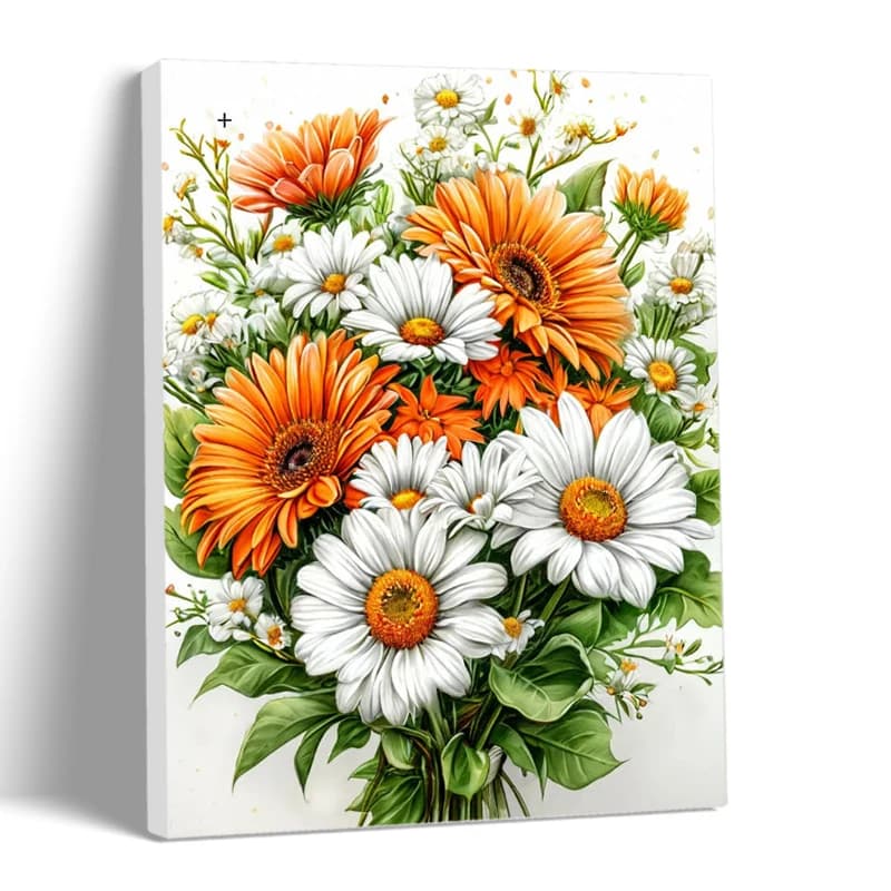 CHENISTORY Kit Pittura con Numeri Margherite, Quadri Fai da Te con Fiori, Disegno su Tela Dipinto a Mano, Regalo Artistico