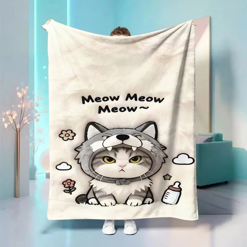 Coperta in Flanella Accogliente a Tema Gatto - Stampa Digitale HD Morbida e Calda per Divano, Letto, Auto, Ufficio, Campeggio, Viaggi, Regalo per Tutte le Stagioni