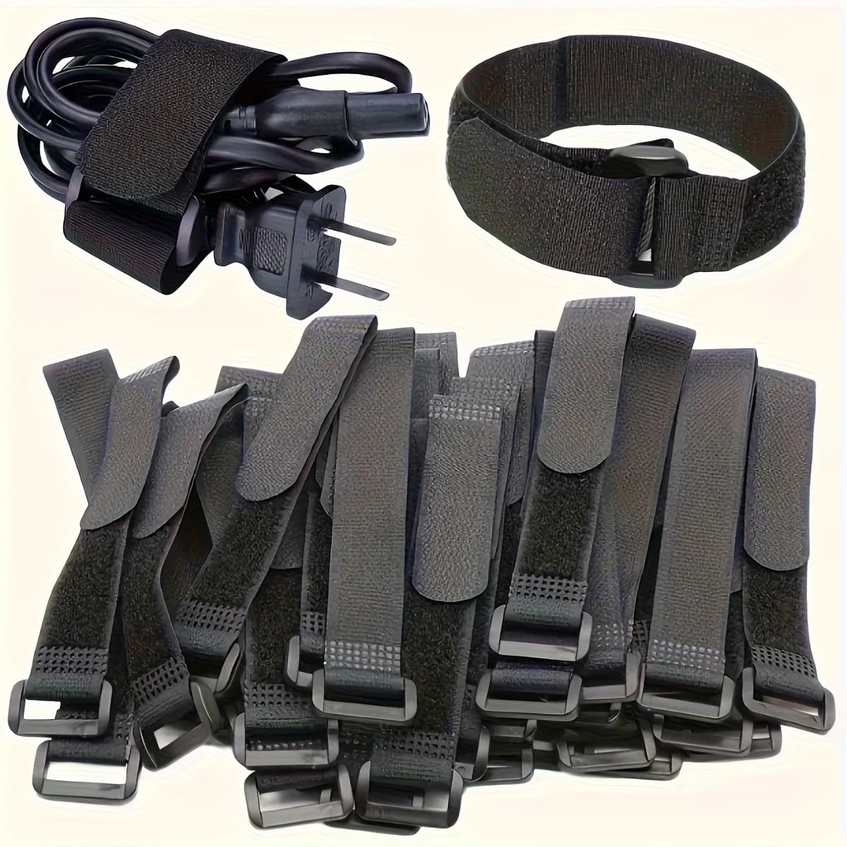 25/50pcs Adjustable Hook and Loop Cable Ties - Reusable Polyamide Fastening Straps for Cord Management