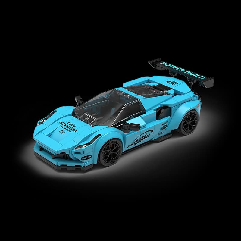 PB8856 Blocchi da Costruzione Auto da Corsa 362 Pezzi con Espositore, Modello di Supercar Sportiva, Mattoncini Educativi Fai-da-Te per Bambini