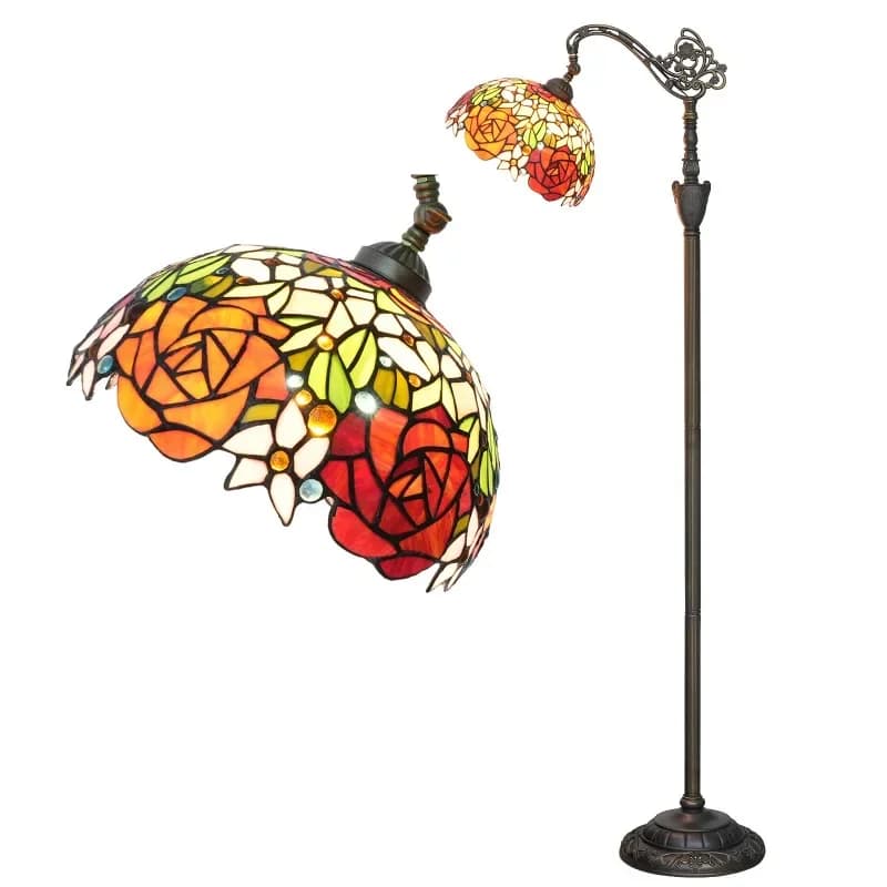 Paralume in vetro colorato a mano rosa bicolore rosso e arancione da 12 pollici in stile veneziano romantico Tiffany