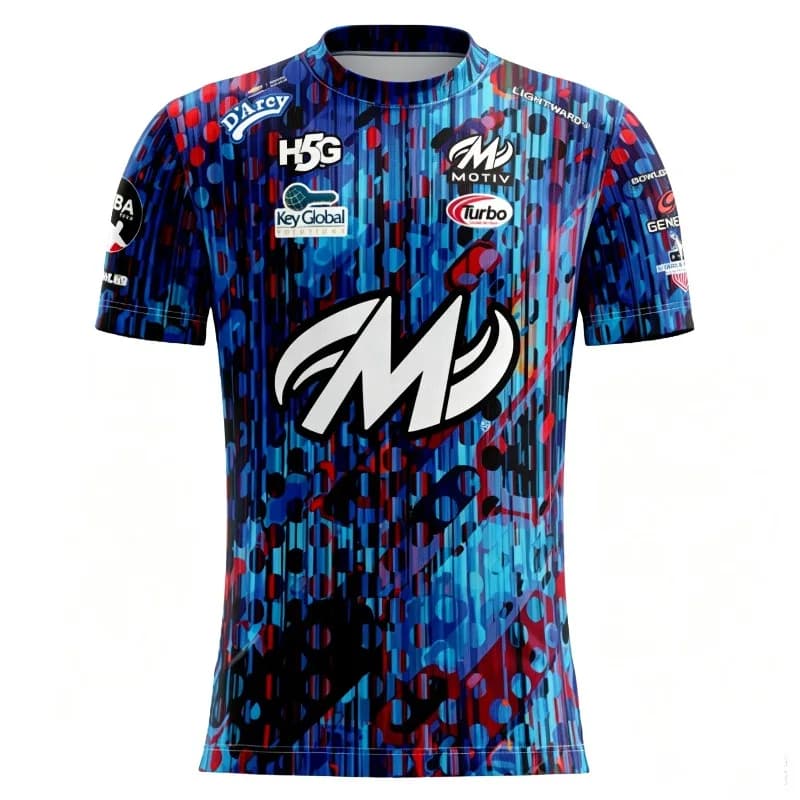 Men Women Motiv Pro Bowling Graphic Sports Jersey Tops, Oversized Y2K Streetwear Tee, Full‑Print Abstract Quick‑Dry Short Sleeve