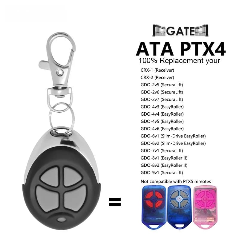 Applicabile alla banda di frequenza ATA PTX4 433,92 MHz. Trasmettitore remoto sostitutivo per controllo accessi garage/porta con codice di sicurezza ATAPTX-4.