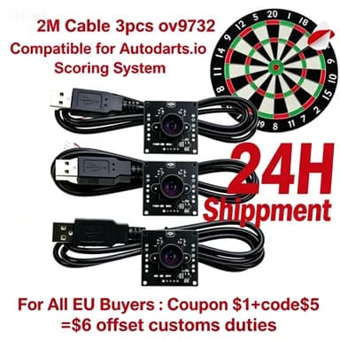 3-Pack OV9732 USB Camera 100° 1080p 1280x720 No Distortion 30FPS for Autodarts.io Dart Scoring System Raspberry Pi Mac Linux