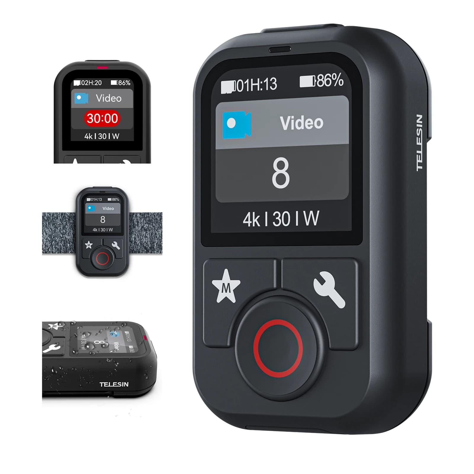 Wireless smart remote control for GoPro waterproof camera controller with 60M reach with Hero 13/12 compatible strap / 11/10