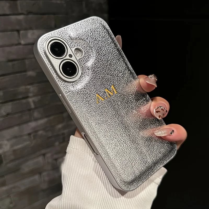 Personalise Gold Silver Initial Letters Leather PU Soft Case For Iphone 16 14 13 15 Pro Max 12 11promax 16 Plus Luxury Covers