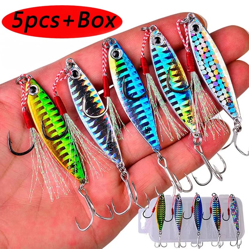 5 pz/scatola Matita Esca Metal Casting apparecchio 7g/10g/15g/20g/30g Shore Lancio Spigola Esca Esca Artificiale attrezzatura da pesca