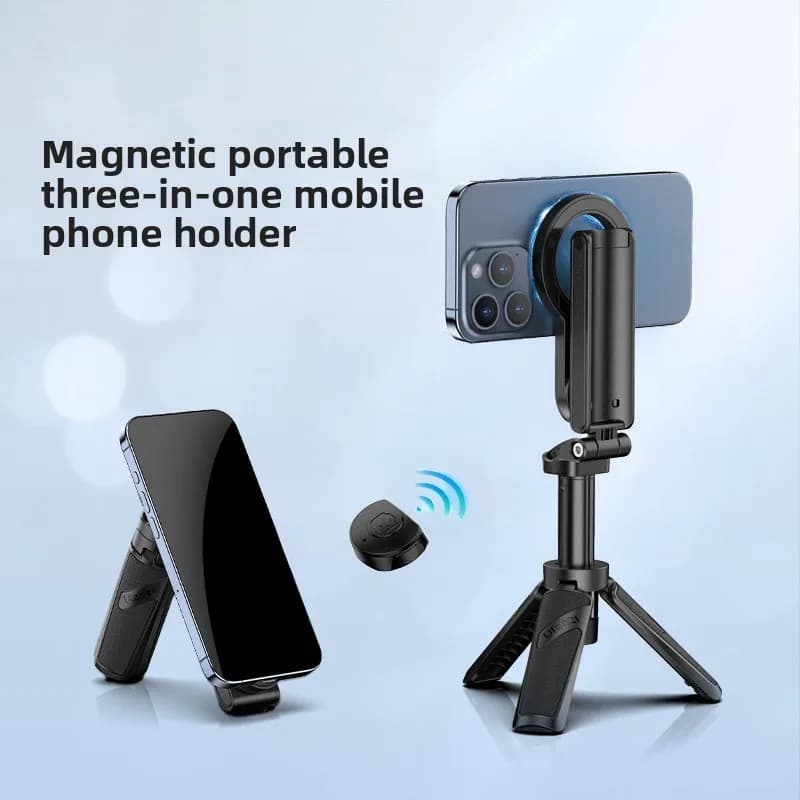 Mini artefatto selfie da tavolo Supporto per telefono cellulare Vlog portatile universale Supporto triangolare portatile magnetico Bastone selfie