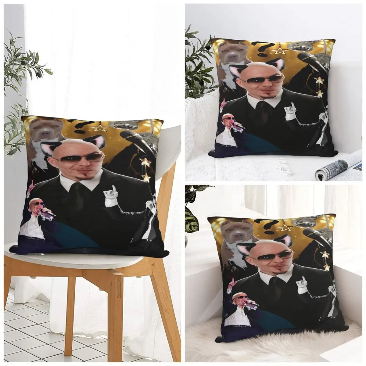 Mr Worldwide Pitbull Federa per cuscino Kawaii Federa per cuscino con grafica in poliestere Federe per divano Decorativo per la casa