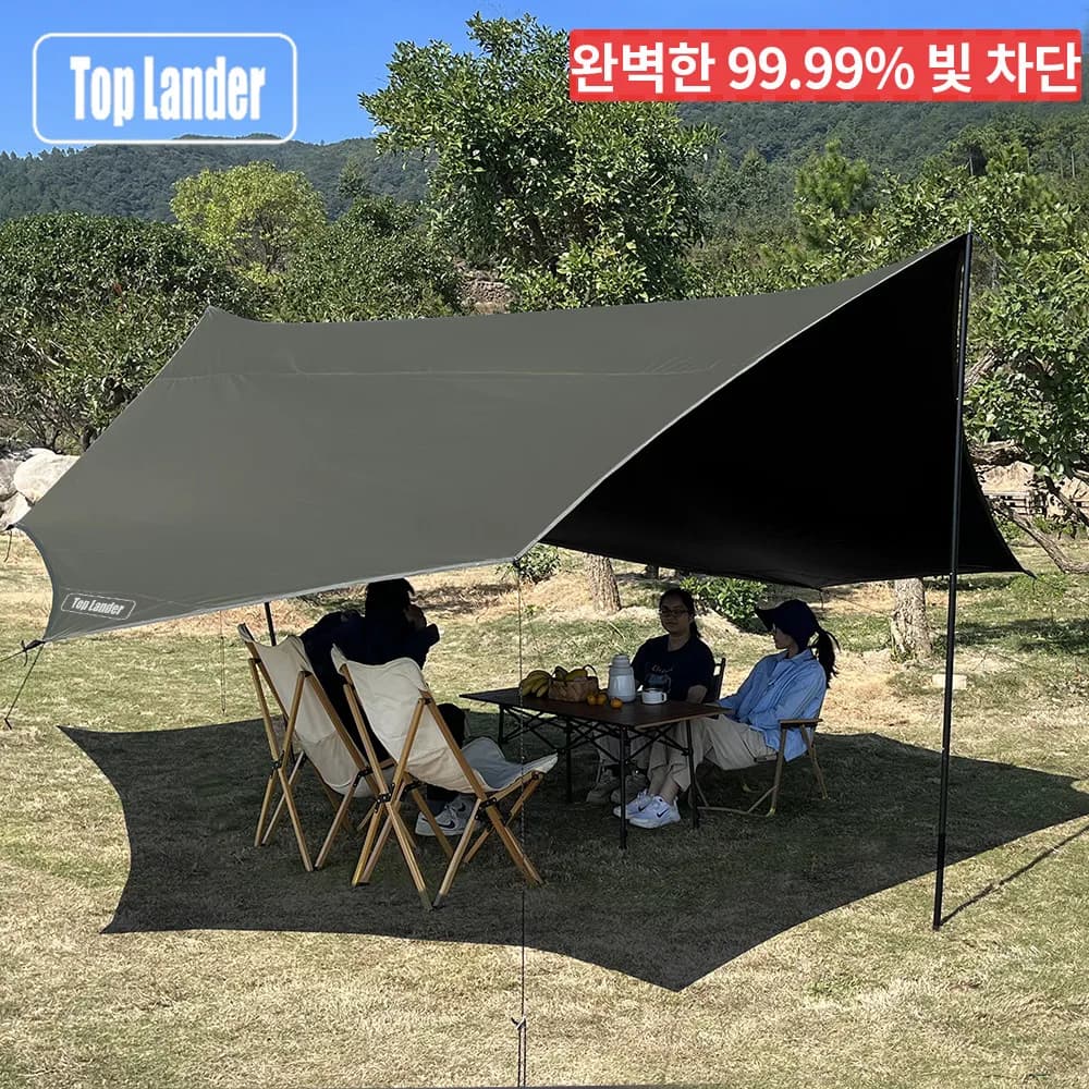 5.1x5.1m Grande Rivestimento Nero Telo Impermeabile Ottagono Rivestito Telo Da Campeggio Tenda Esterna Telone Ombra Tenda Riparo Parasole
