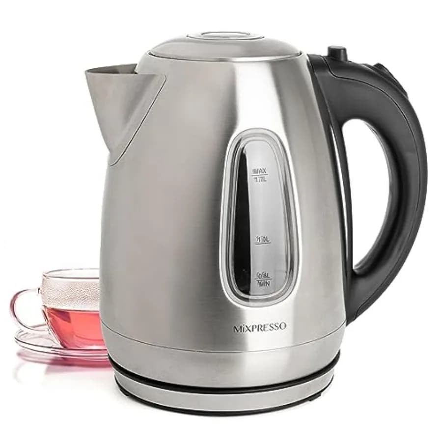 1.7L Stainless Steel Portable Electric Kettle, Wireless, 1500W, Quick boiling, with Seed Cover
