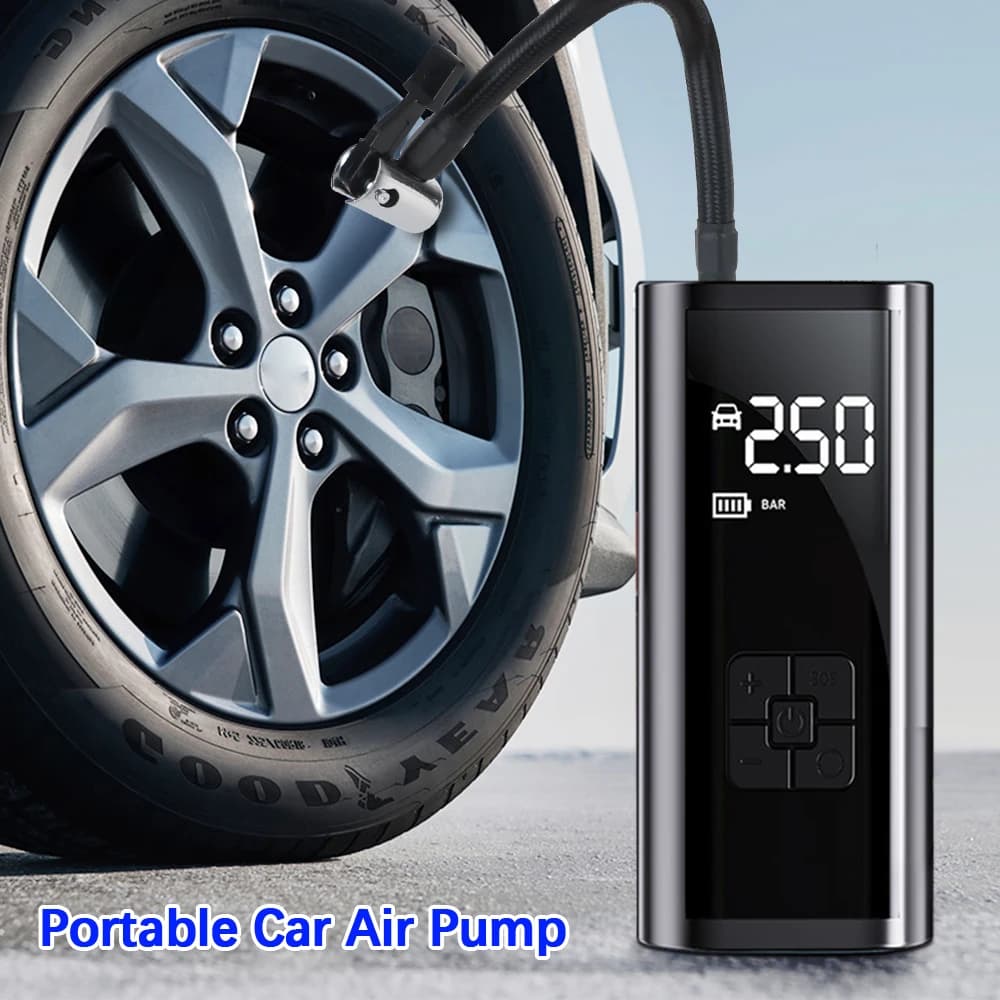 Pompa Gonfiabile per Pneumatici Auto Compressore Portatile Montabile per Moto Bicicletta Palloni Display LCD Pompa Elettrica Wireless
