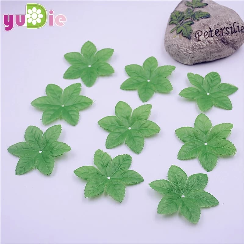 150 pcs Silk Green Mosaic Artificial Wedding Decorative House FAI FROM YOU Crown Scissors Rose Sheet Artificial Decorative Plants
