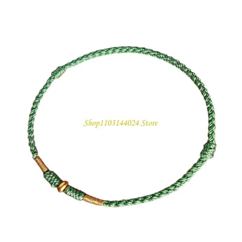 N5KE Elegante braccialetto tradizionale in corda con perline dorate intrecciate a mano, accessorio portafortuna, regalo le