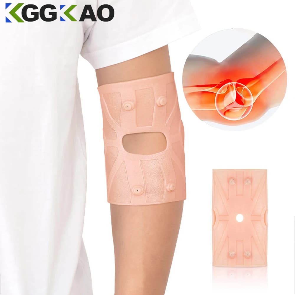 Manicotto di supporto per tutore di compressione del gomito per magnetoterapia in gel di silicone da 1 pezzo per alleviare il dolore articolare, tendinite, gomitiere da golf e tennis