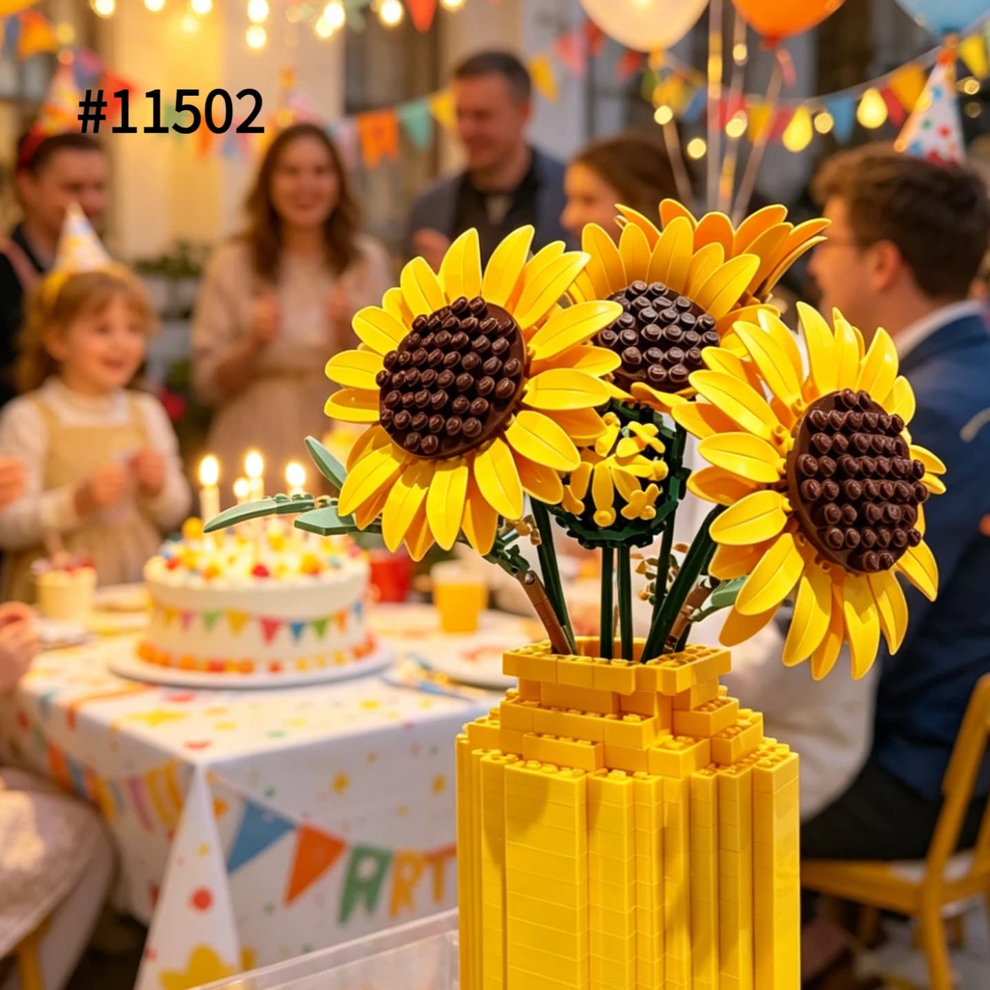 Blocchi da costruzione a forma di bouquet di girasoli compatibili con Lego 11502, modello di fiore artificiale, decorazione per la casa, pianta da scrivania, regali da assemblare