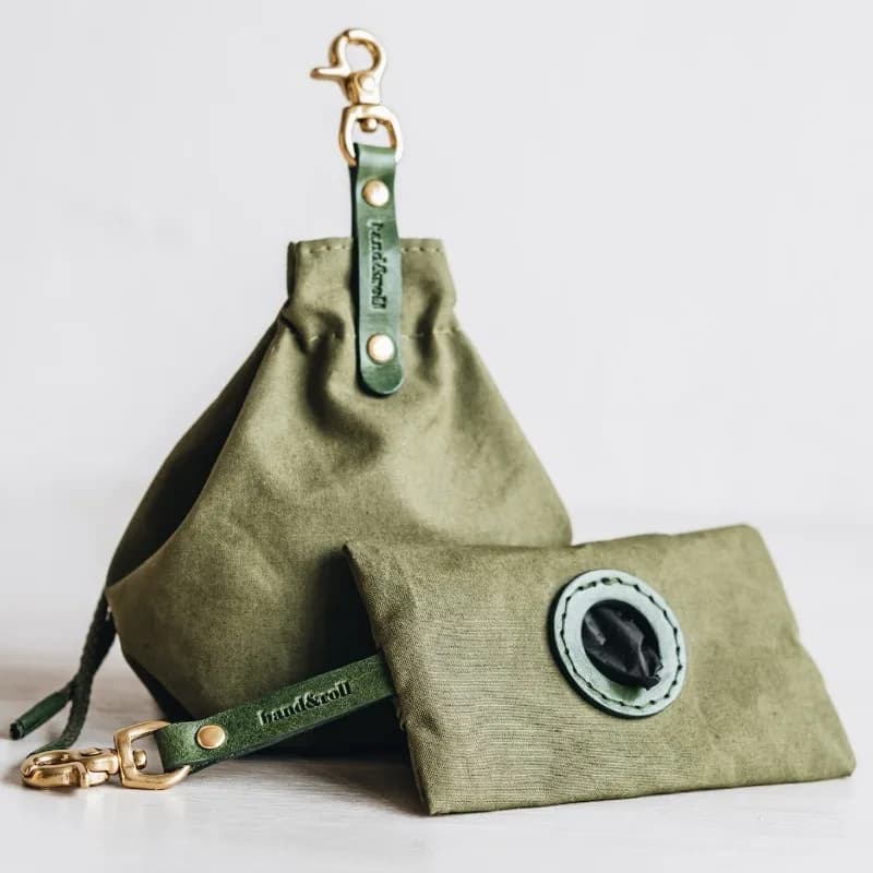 Creativo tinta unita stile semplice tela da esterno portatile per cani da compagnia gatto snack borsa con coulisse borsa per cibo per cani in tela forniture per animali domestici