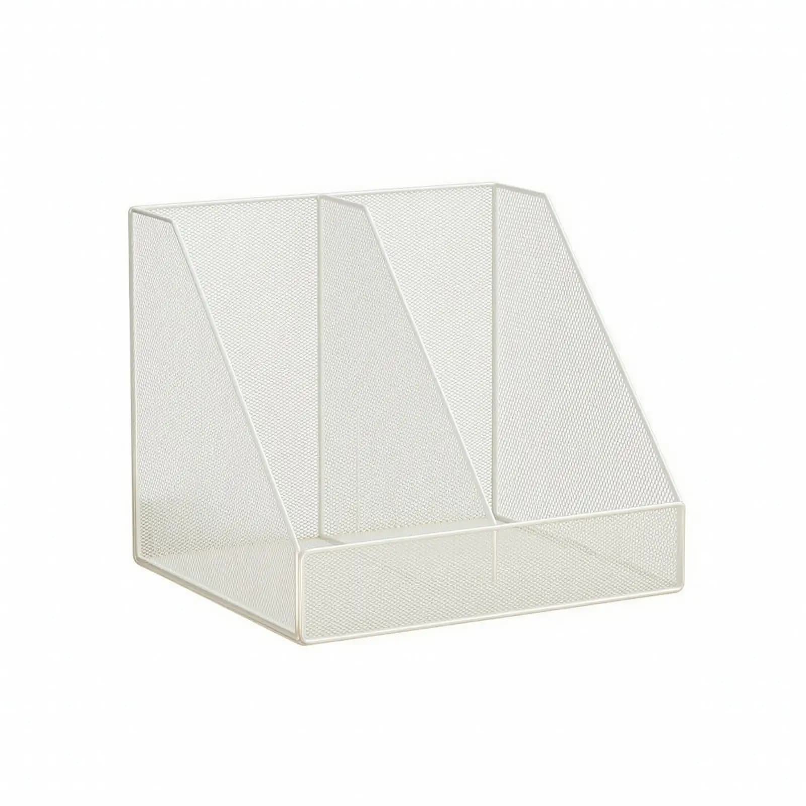 Mesh File Organizer Desktop Desk File Organizer 2-Compartment Holder for Professionals, Students, Office