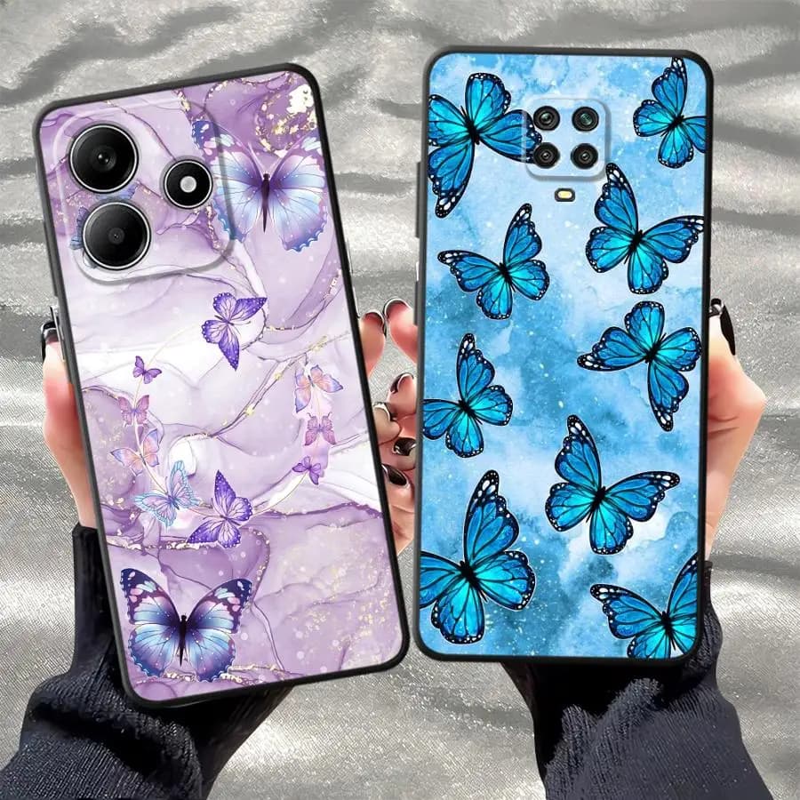 Cover Posteriore Morbida Effetto Marmo a Farfalla per Xiaomi Poco F4 C71 F5 F3 X4 X3 Pro C85 X3 NFC