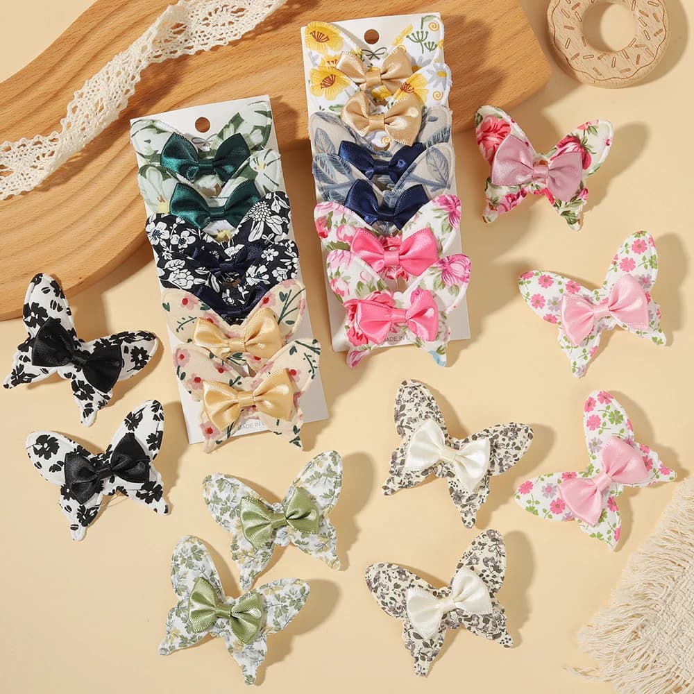 Set da 4-12 Pezzi di Dolci Fermagli per Capelli a Fiocco per Bambine, Clip a Doppio Fiocco Adatte per Neonati e Bambine, Accessori per Capelli a Farfalla