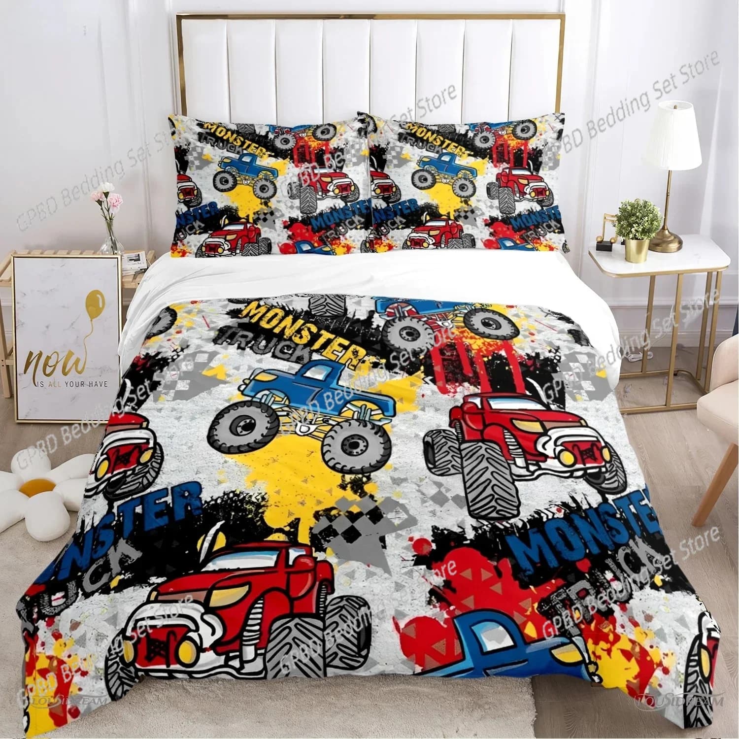 Monster Truck Catroon Monster Jam 3D NUOVO Copripiumino Federa Set biancheria da letto Adulto Ragazzo Ragazza Camera da letto Bambini Singolo Doppio Grande
