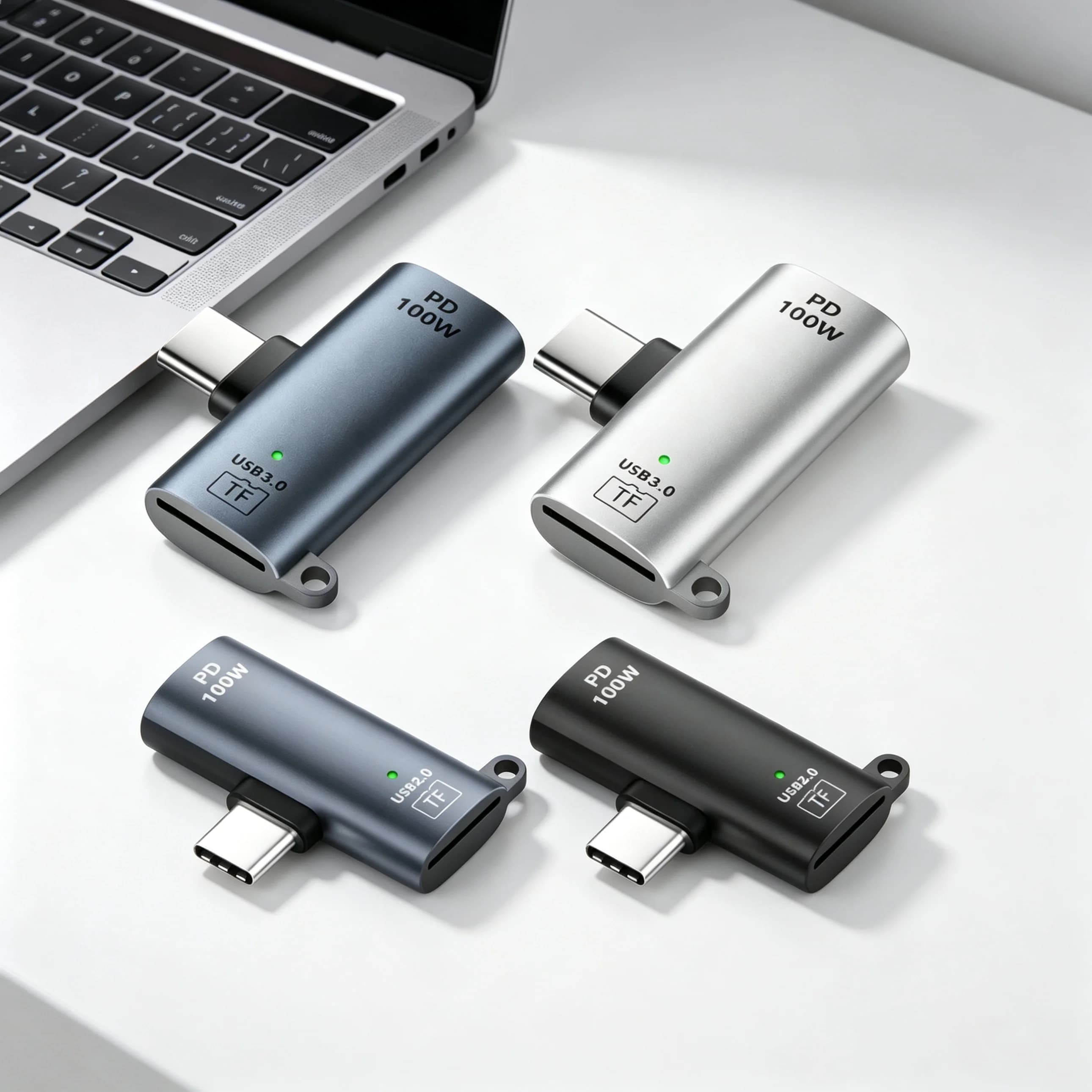 TF Card to Type-C Reader 2 Options Support 2TB & Charging 3.0 100W Fast Charging for iPhone 15/16 PC