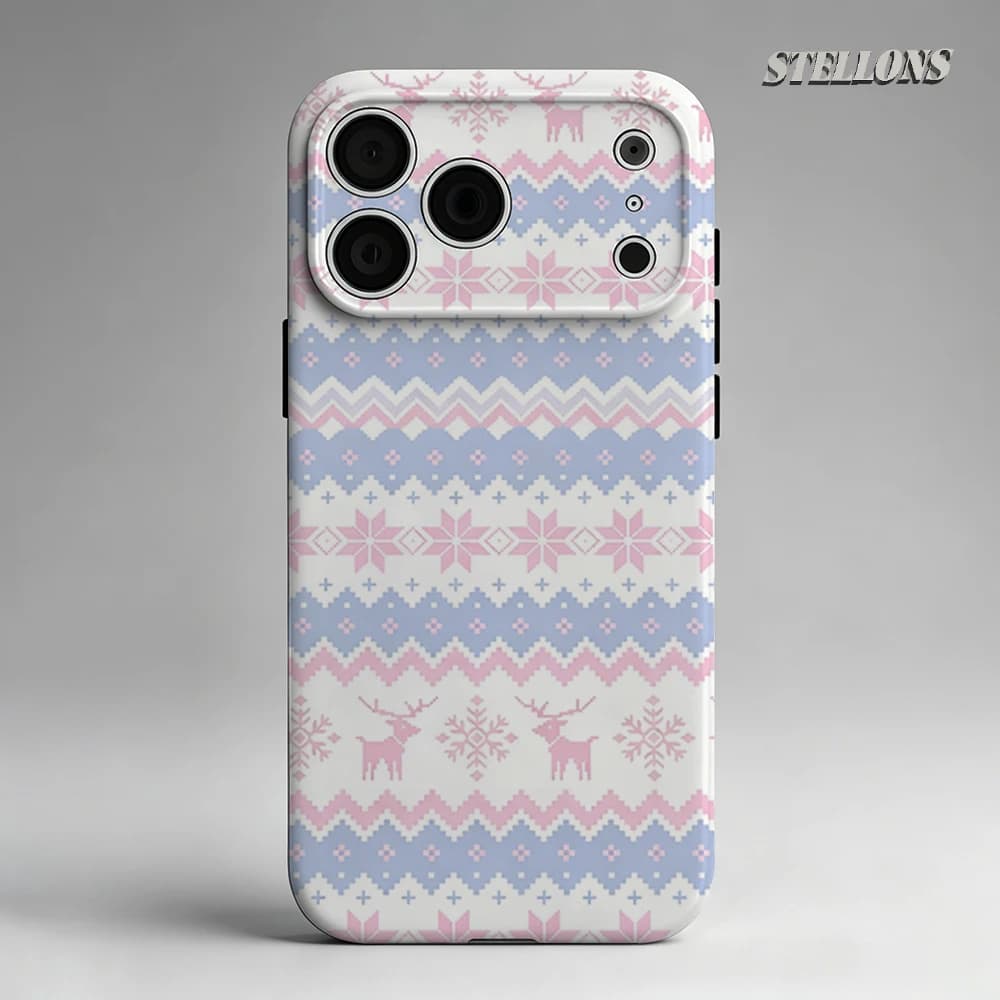 Custodia per telefono Pastel Fair Isle con supporto magnetico per iPhone 17 16 15 14 13 Pro Max Plus, custodia robusta a strato singolo/doppio