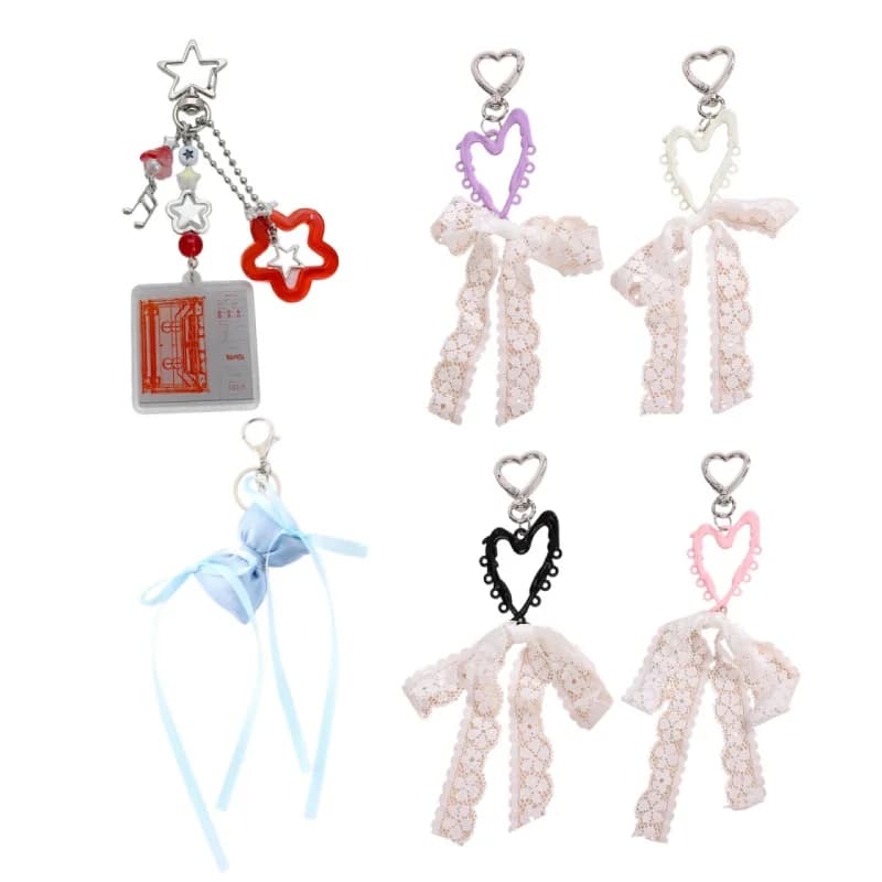 Fashion Simple Handmade Wave Earthly Beaded Keychain Bag Charm Star Fairy Core Car Keychain Creative Backpack Decoration Gift
