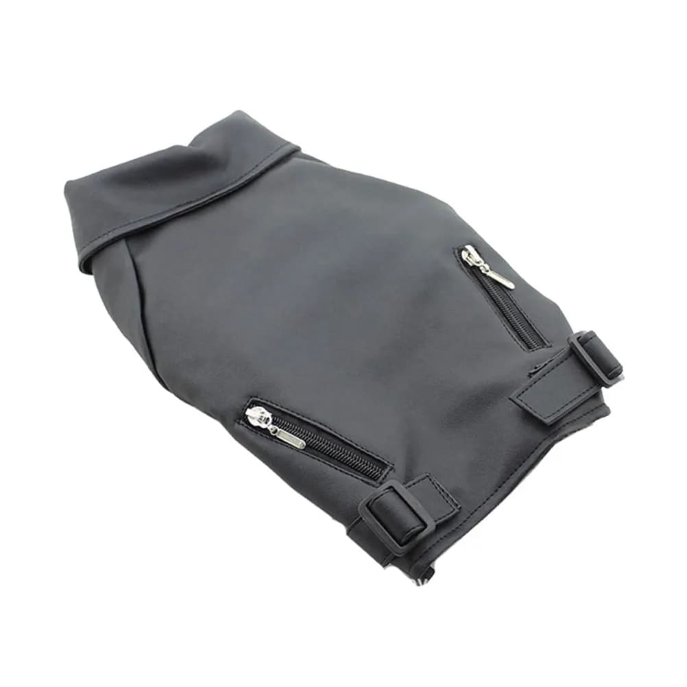 Dog jacket with zip, hot wind vest for dogs, cold dog coat, light, vintage design, with D ring, black