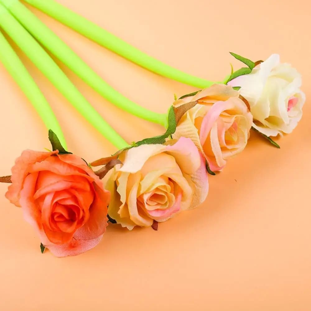 Penna Gel a Forma di Rosa Artificiale, Penna per Firma con Scrittura Fluida, Penne Gel con Inchiostro per Scrittura Scorrevole